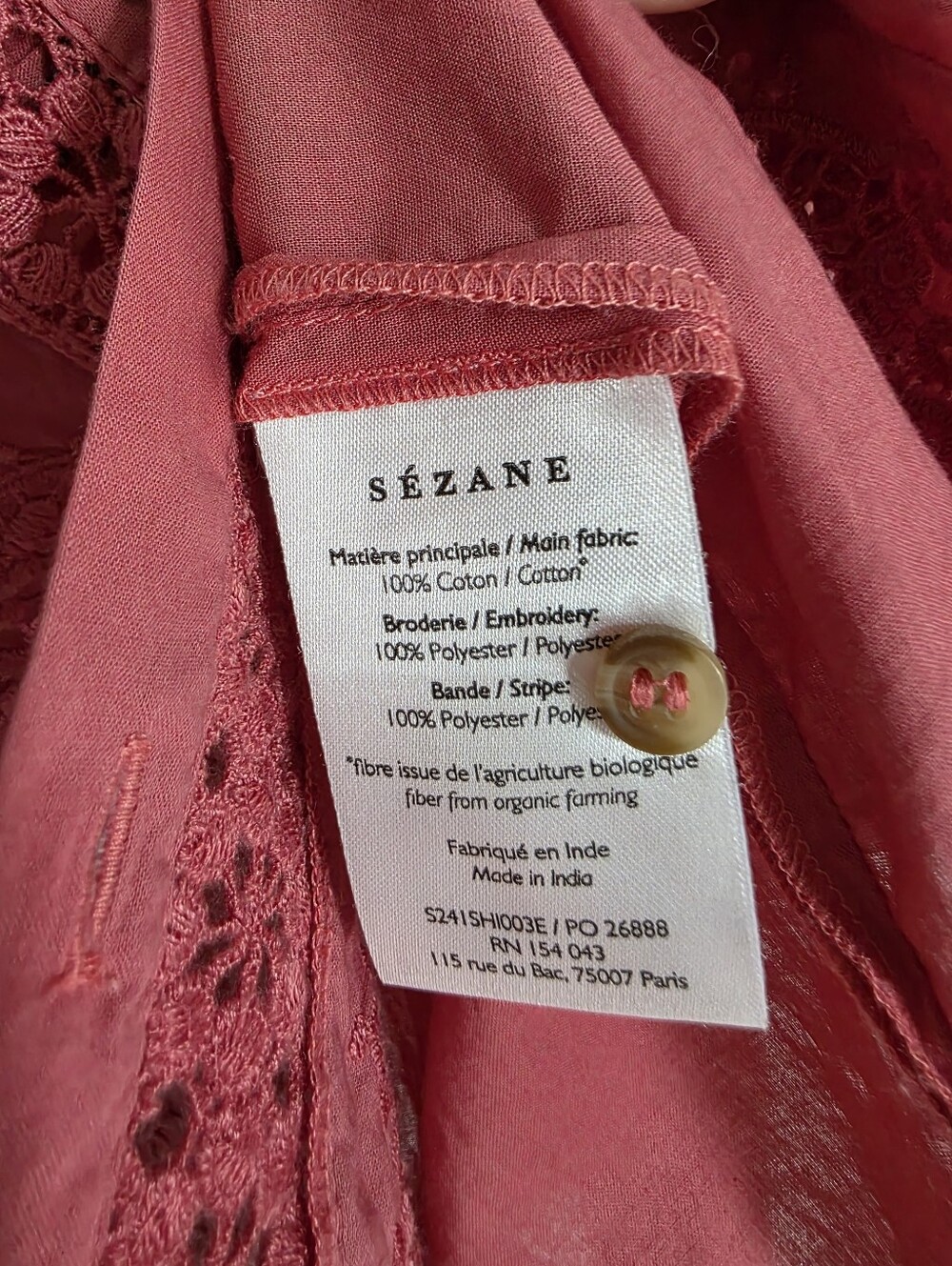 Sezane Rym Shirt Rosewood - Picture 5 of 8